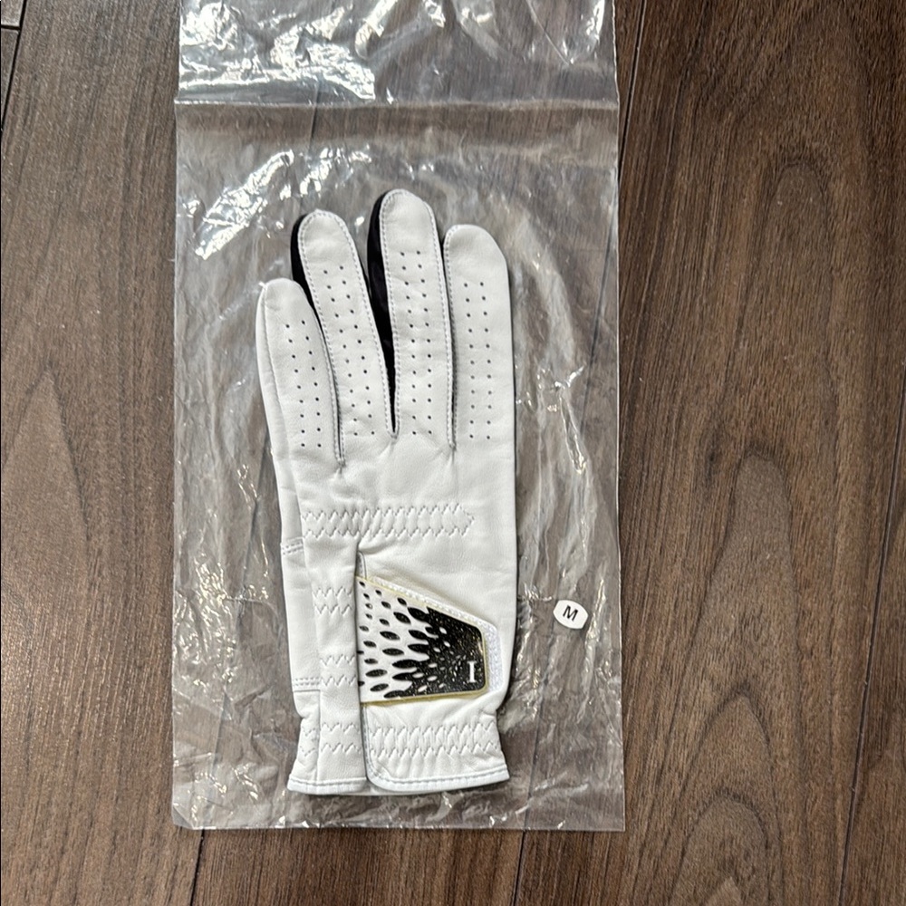 White Left Golf Glove with Black Accents